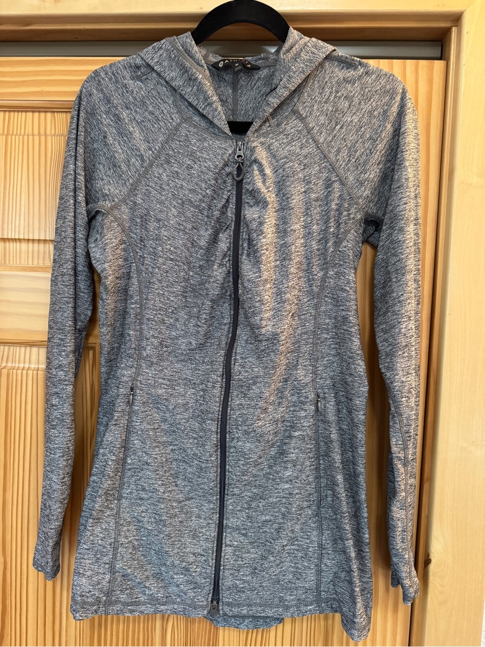 Athleta Heather Gray Full-Zip Hooded Performance Jacket